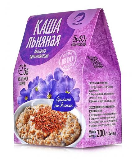 Каша Льняная (льняная мука, рисовые хлопья, гречневые хлопья) 5 пакетов по 40гр.