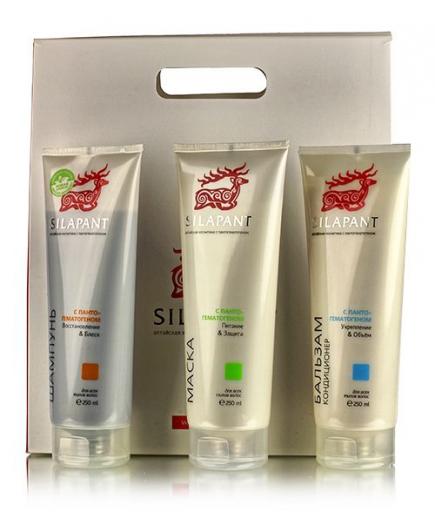 Силапант. Подарочный набор с пантогематогеном для здоровья и укрепления волос (Шампунь + Маска + Бальзам)