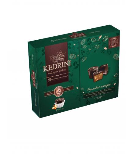 Шоколадные конфеты 14шт "Kedrini. Ореховые истории" с кедровым орехом в темном шоколаде, 160гр.