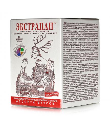 Экстрапан "Ассорти". 10 пакетиков по 20гр. Тонизирующие напитки на пантах и травах