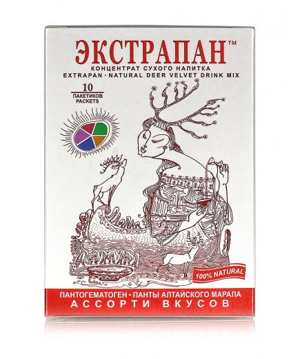 Экстрапан "Ассорти". 10 пакетиков по 20гр. Тонизирующие напитки на пантах и травах