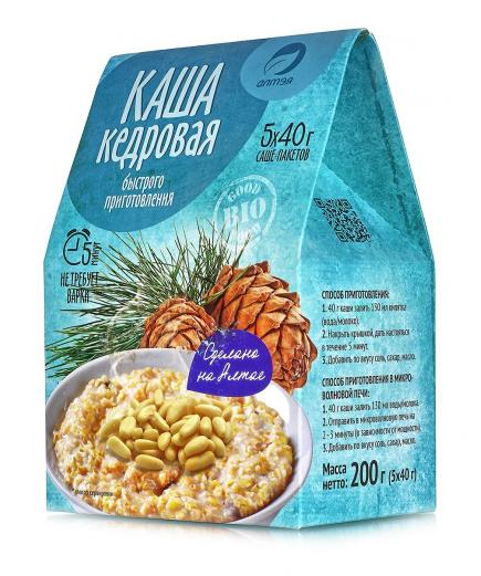 Каша Кедровая (кедровая мука, хлопья ячменные, гречневые, рисовые) 5 пак. по 40 г