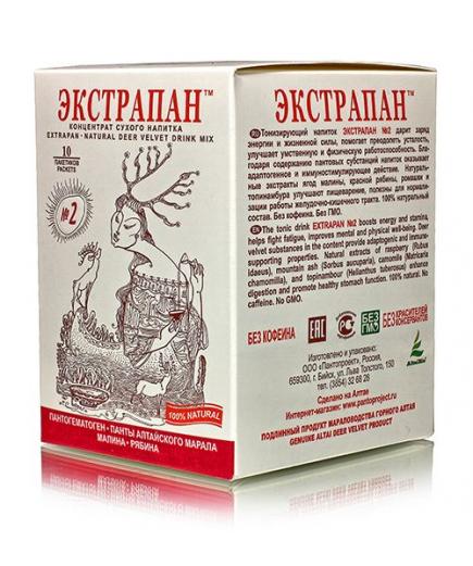 Экстрапан №2. 10 пакетиков по 20гр. Тонизирующий напиток на пантах и травах/ Пантопроект