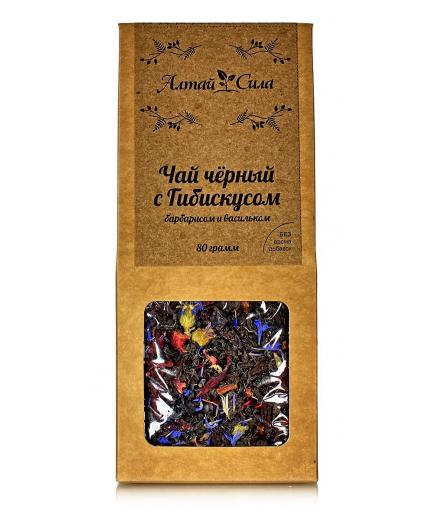 Чай чёрный с ГИБИСКУСОМ, плодами барбариса и васильком, 80 г